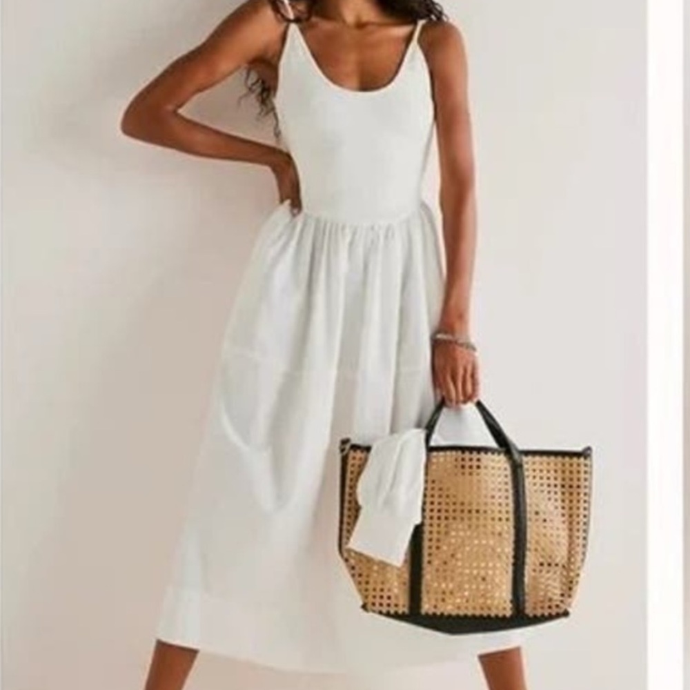 Free People Dylan Midi Dress White SMALL